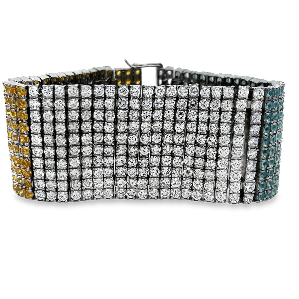 10 Row 3 Color CZ Tennis Bracelet