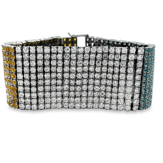 10 Row 3 Color CZ Tennis Bracelet