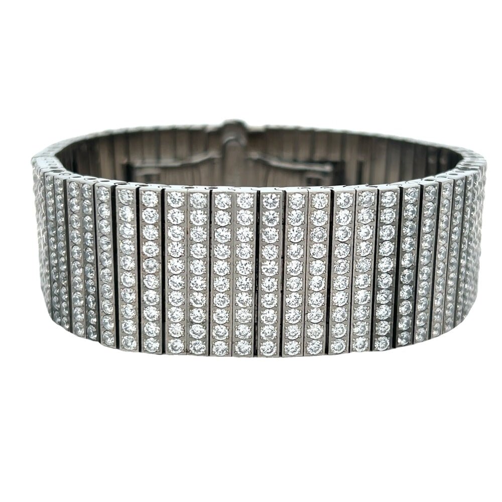 10 Row CZ Iced Out Bracelet Stainless Steel