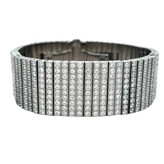 10 Row CZ Iced Out Bracelet Stainless Steel