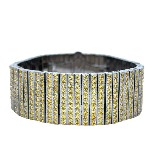 10 Row Yellow CZ Iced Out Bracelet Stainless Steel