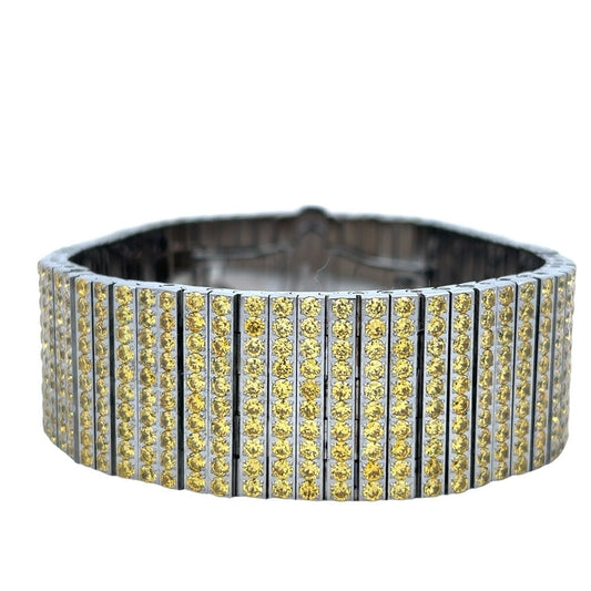 10 Row Yellow CZ Iced Out Bracelet Stainless Steel