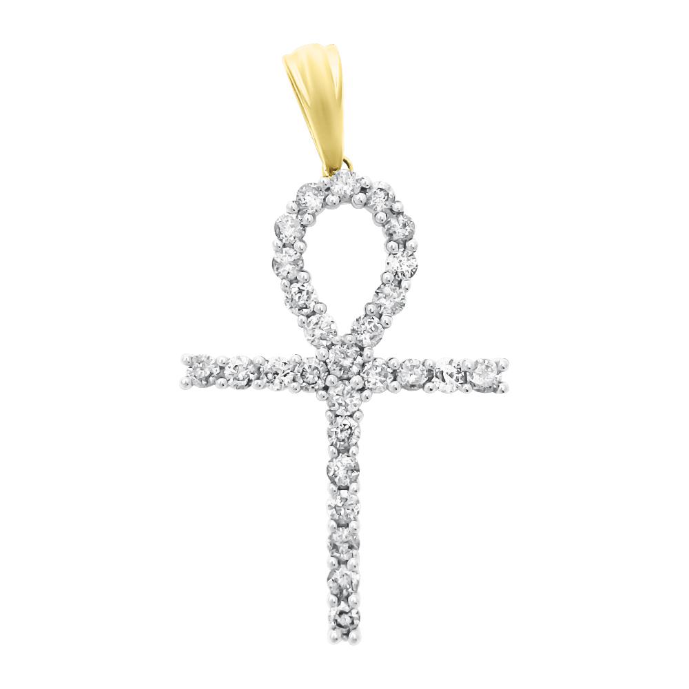 1.00 Carat Diamond Ankh Cross in 10K Yellow Gold
