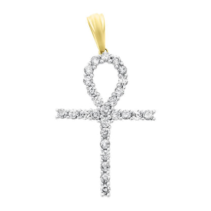 1.00 Carat Diamond Ankh Cross in 10K Yellow Gold