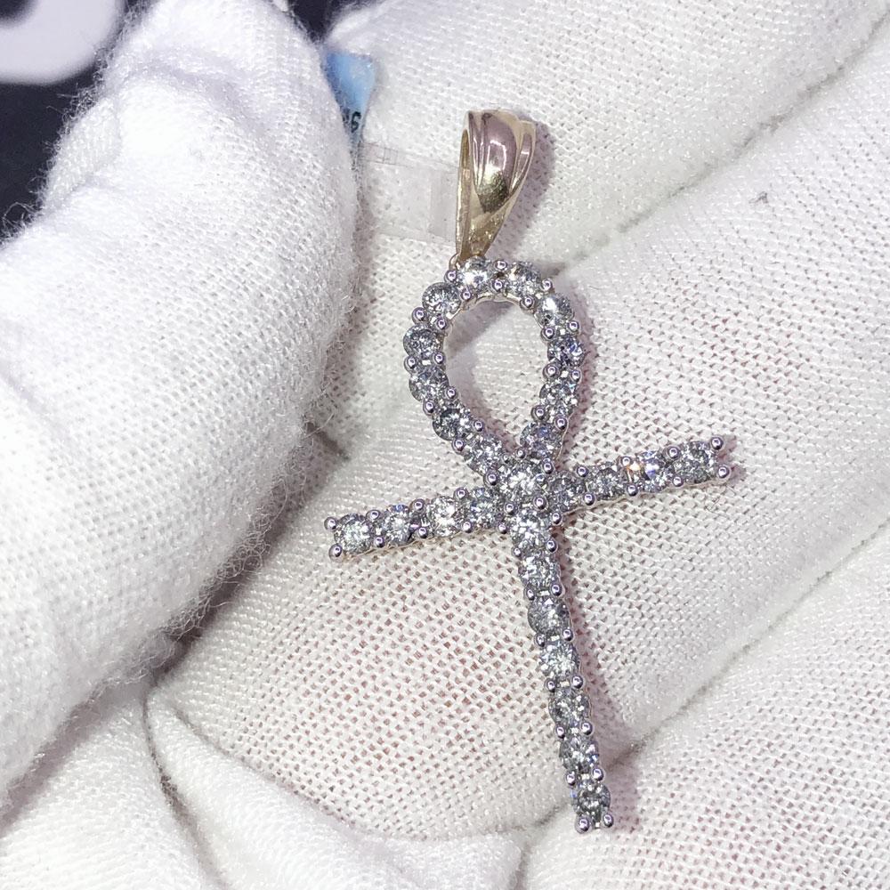 1.00 Carat Diamond Ankh Cross in 10K Yellow Gold