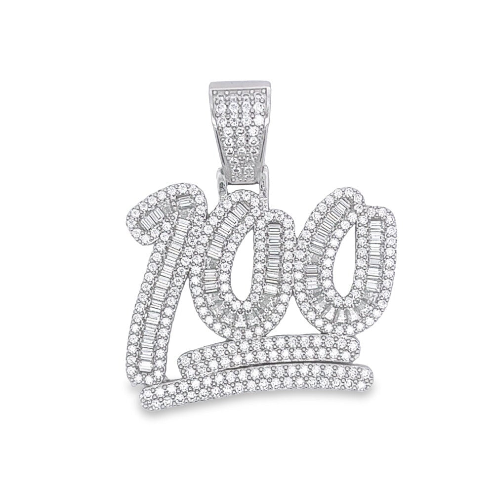 100 Large Baguette VVS Moissanite Pendant .925 Sterling Silver