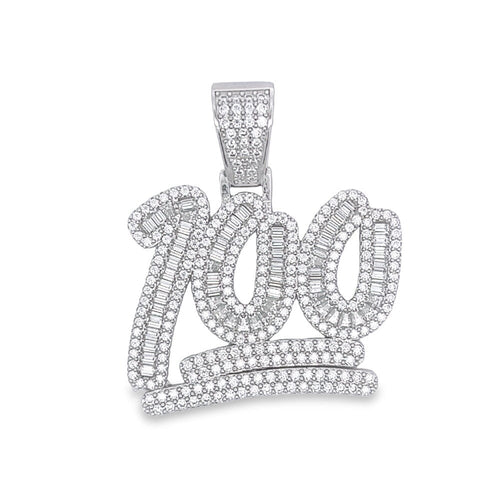 100 Large Baguette VVS Moissanite Pendant .925 Sterling Silver