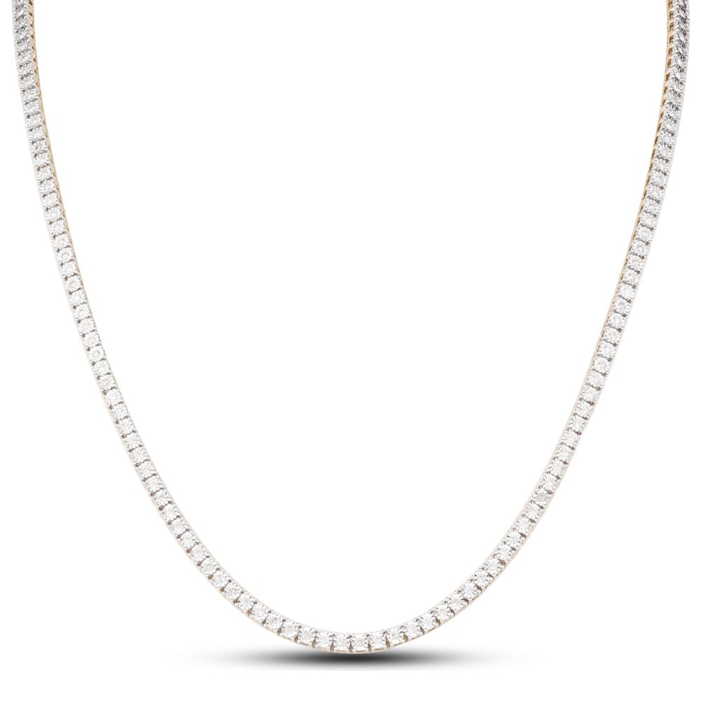 10K White Gold Diamond Tennis Chain 3MM Miracle Setting