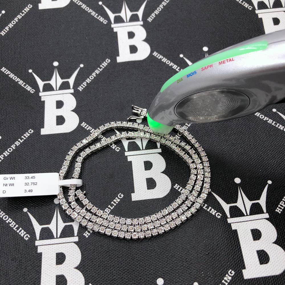 10K White Gold Diamond Tennis Chain 3MM Miracle Setting