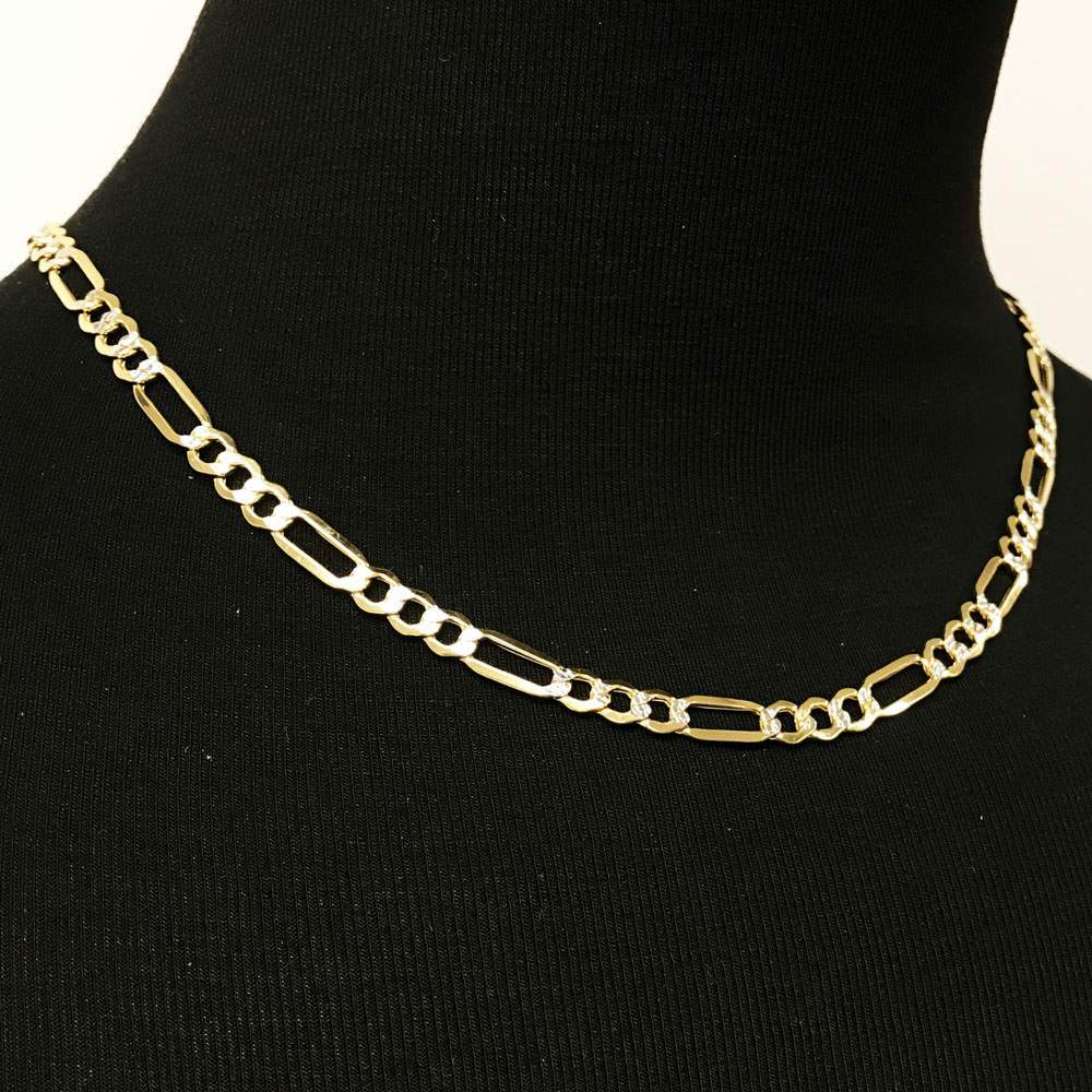 10K Yellow Gold Diamond Cut Figaro Chain Lightweight