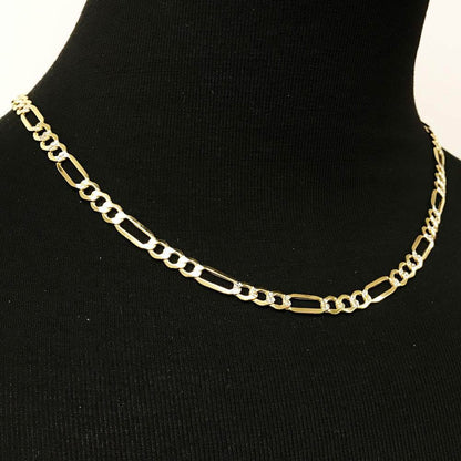 10K Yellow Gold Diamond Cut Figaro Chain Lightweight