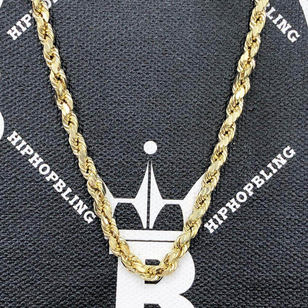 10K Yellow Gold Diamond Cut French Rope Chain Lightweight