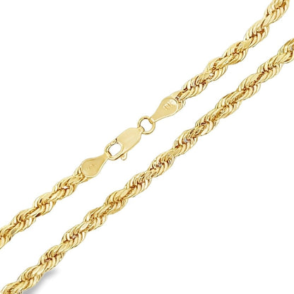 10K Yellow Gold Diamond Cut French Rope Chain Lightweight