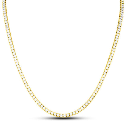 10K Yellow Gold Diamond Tennis Chain 3MM Miracle Setting