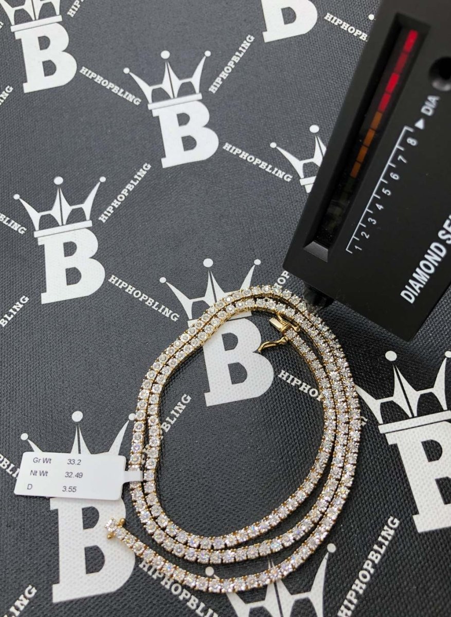 10K Yellow Gold Diamond Tennis Chain 3MM Miracle Setting