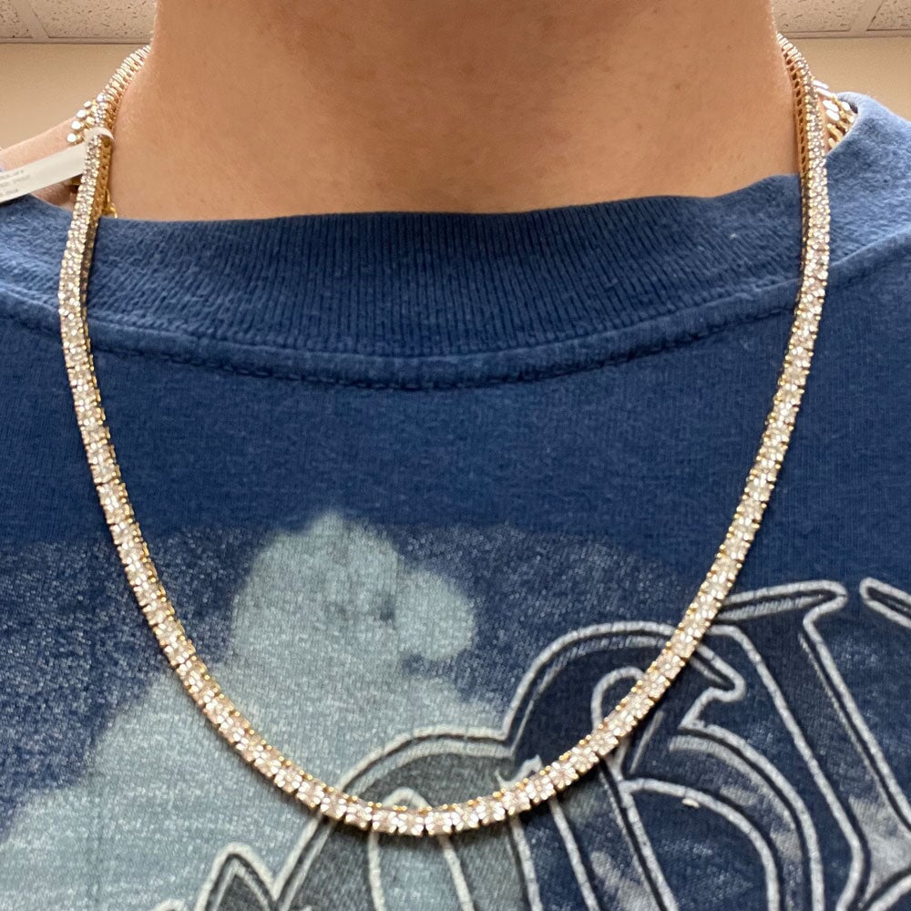 10K Yellow Gold Diamond Tennis Chain 3MM Miracle Setting