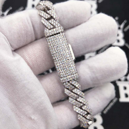 10MM Moissanite Iced Out Cuban Chain Sharp Link .925 Sterling Silver