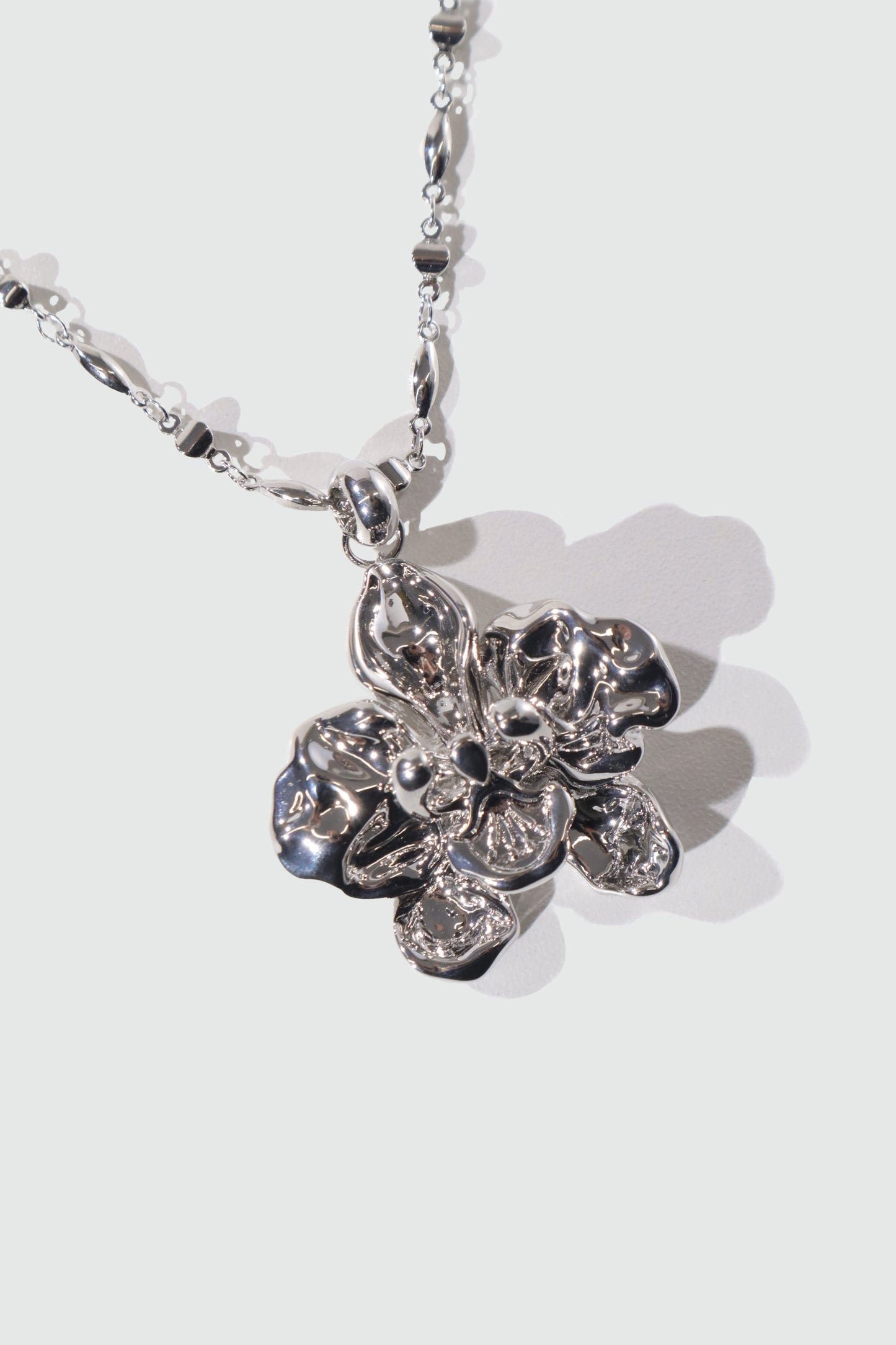 Palladium White Gold Plated Orchid Necklace