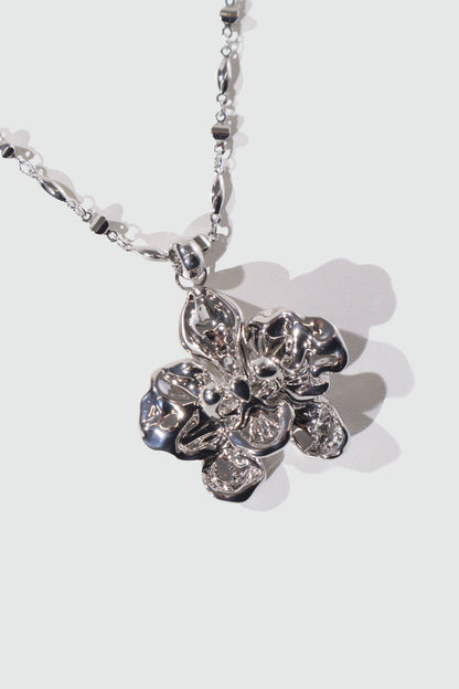 Palladium White Gold Plated Orchid Necklace