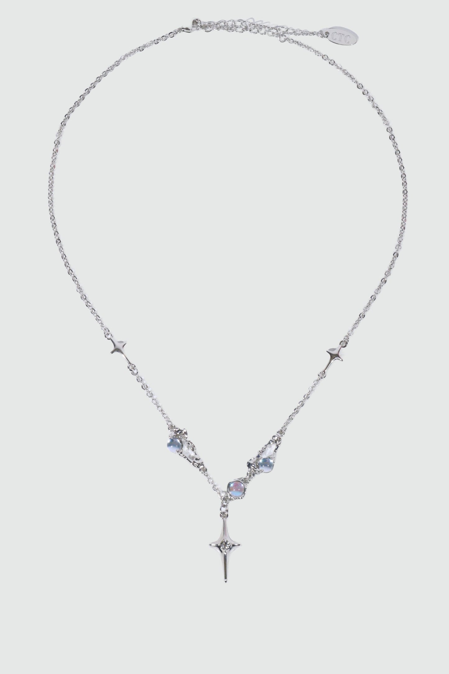 Palladium White Gold Plated Moonstones Star Necklace