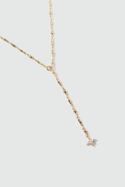 18K Real Gold Plated Starlight Cross Lariat Necklace