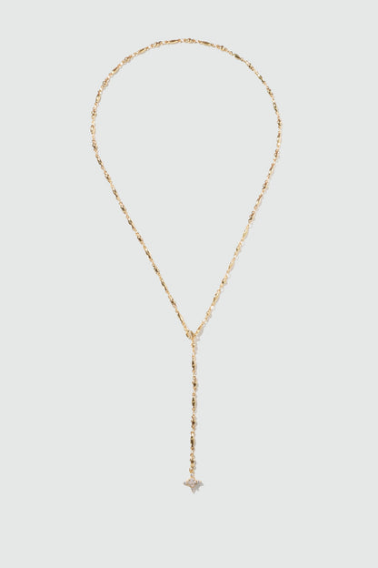 18K Real Gold Plated Starlight Cross Lariat Necklace