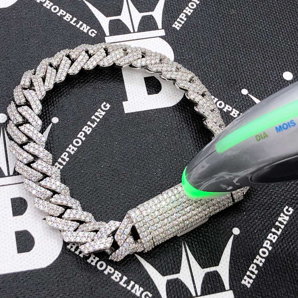 12MM VVS Moissanite Iced Cuban Chain Sharp Link .925 Sterling Silver