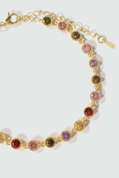 18K Real Gold Plated Multi Color Gemstones Bracelet