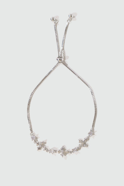 Palladium White Gold Plated Multi Diamond Cross Bracelet