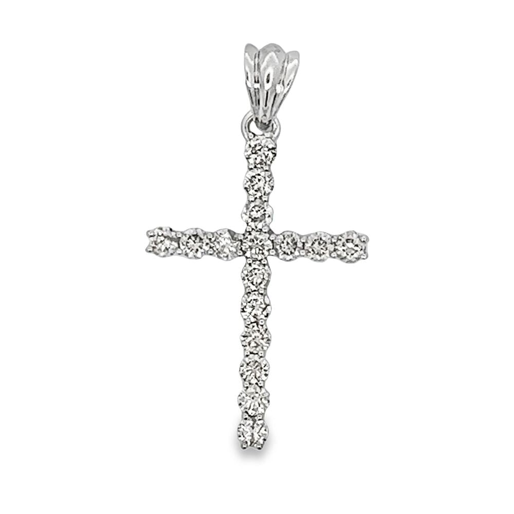 14K Gold 1.00 Carat Diamond Tennis Cross
