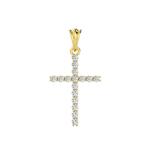14K Gold 1.00 Carat Diamond Tennis Cross