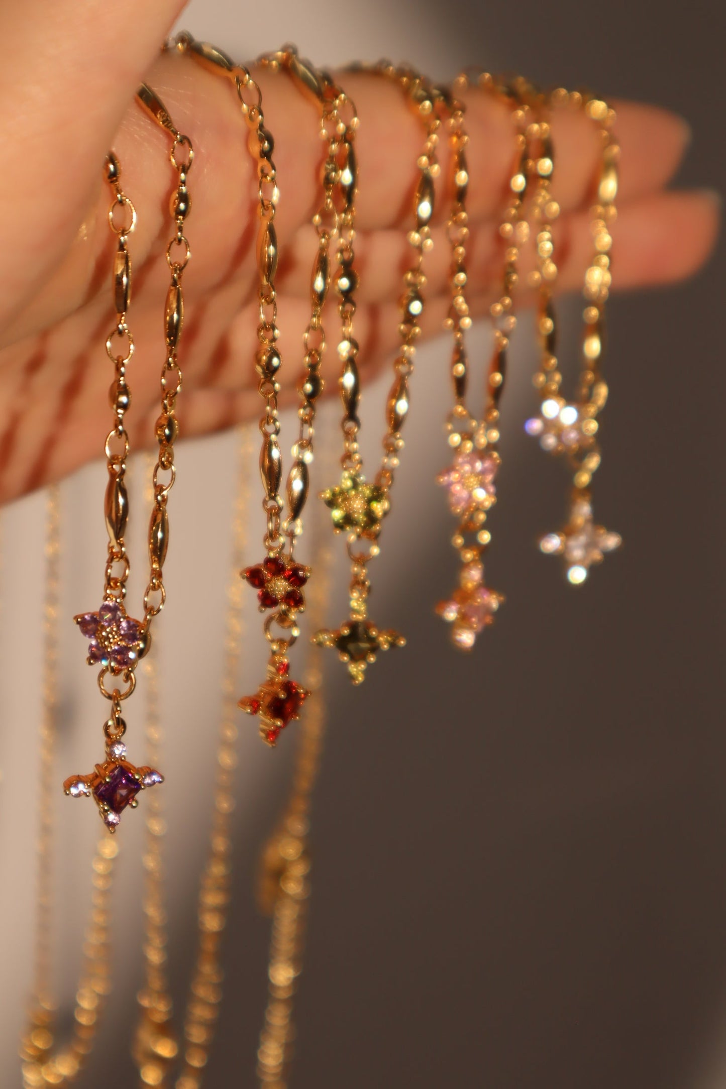 18K Real Gold Plated Amethyst Starlight Cross Necklace