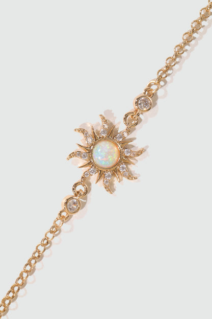 18K Real Gold Plated White Opal Sun Bracelet