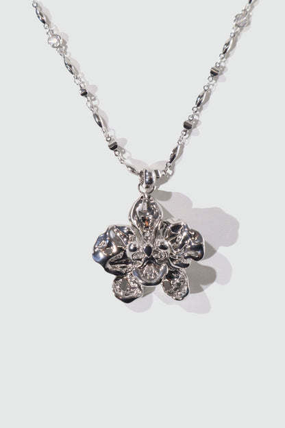 Palladium White Gold Plated Orchid Necklace