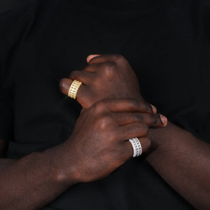 18k Gold-Plated CZ Double Hollow Row Hip Hop Ring