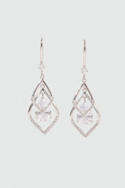 Palladium White Gold Plated Diamond Droplet Earrings