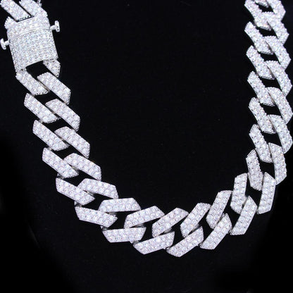 19MM Turkish Cuban Bling Bling Chain  White / Yellow Gold