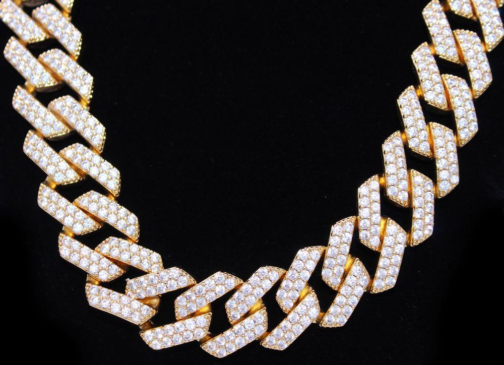 19MM Turkish Cuban Bling Bling Chain  White / Yellow Gold