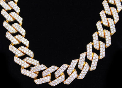 19MM Turkish Cuban Bling Bling Chain  White / Yellow Gold