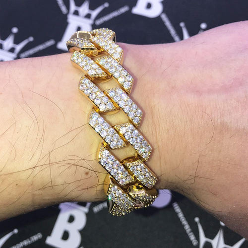 19MM Turkish Cuban Link Iced Out Hip Hop Bracelet