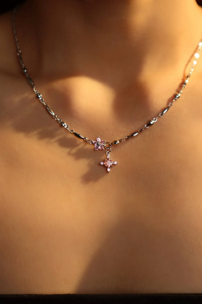 Palladium White Gold Plated Tourmaline Starlight Cross Necklace