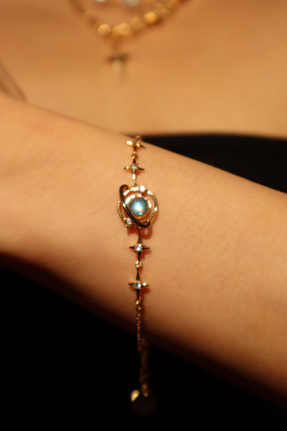 18K Real Gold Plated Moonstone Saturn Star Bracelet
