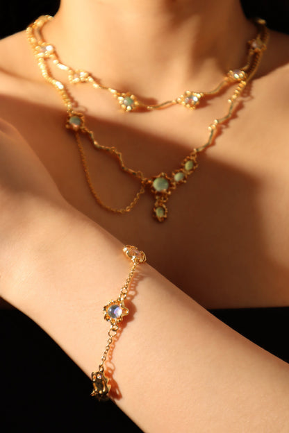 18K Real Gold Plated Multi Opal Necklace
