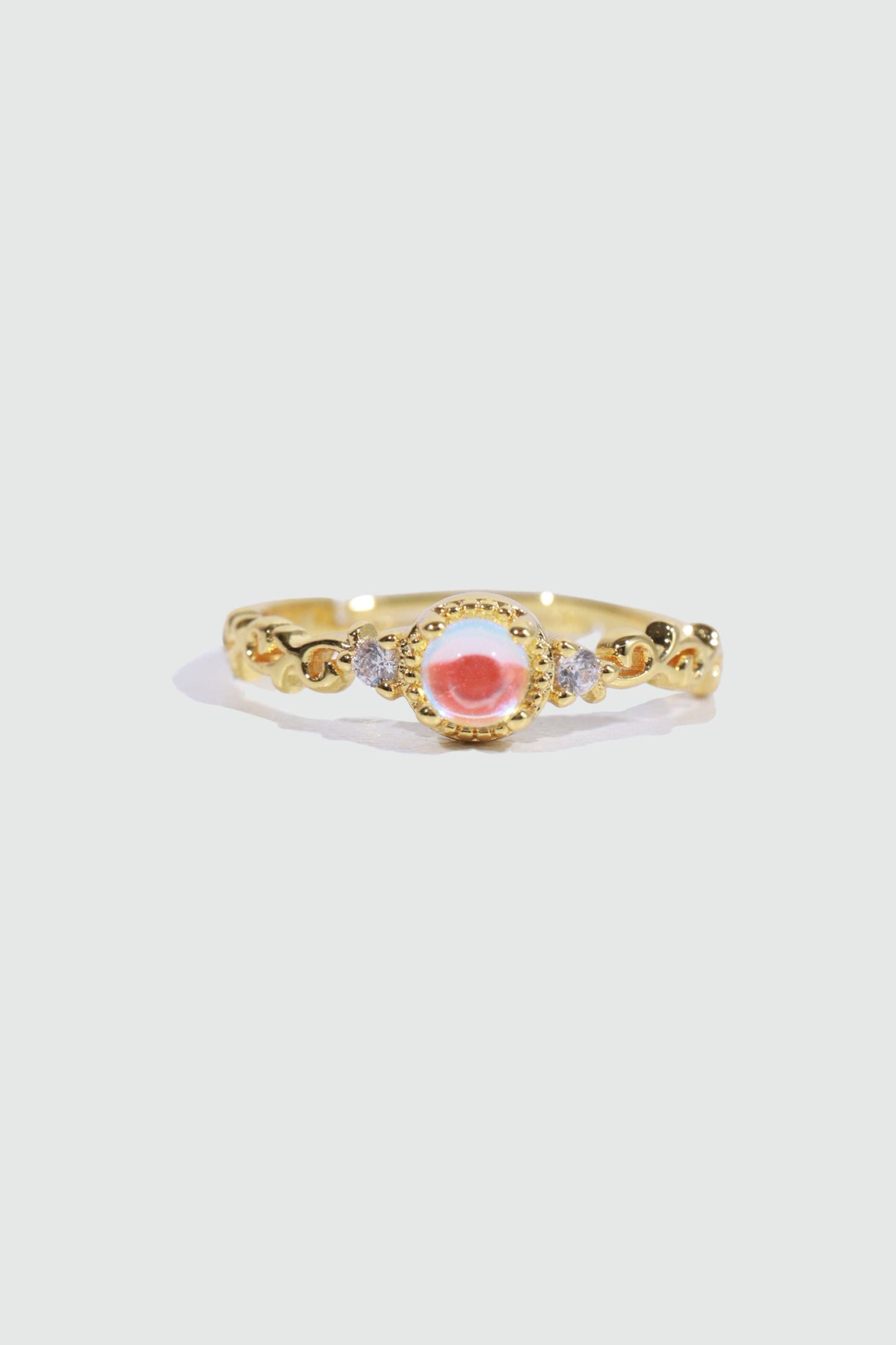14K Real Gold Plated Moonstone Crown Ring