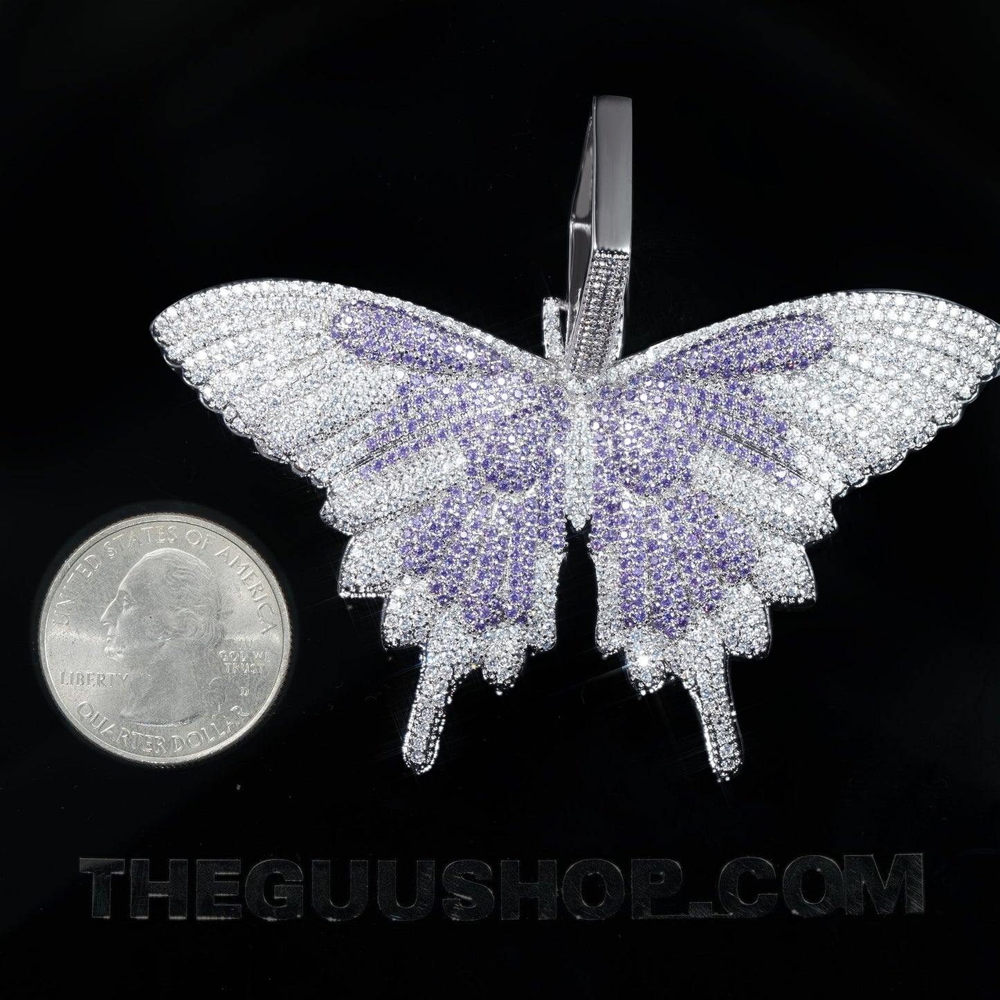 18K Gold-Plated Micro-inlay AAA CZ Butterfly Pendant Necklace