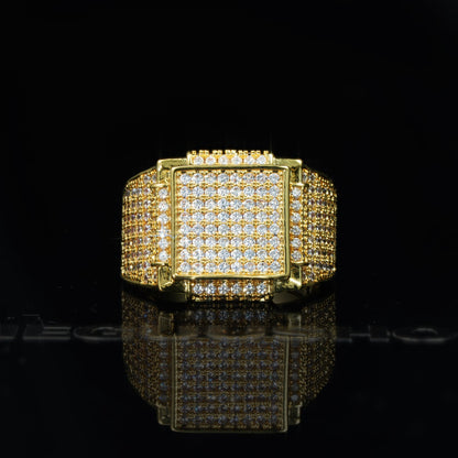 18k White & Yellow Gold-Plated CZ Hip Hop Ring