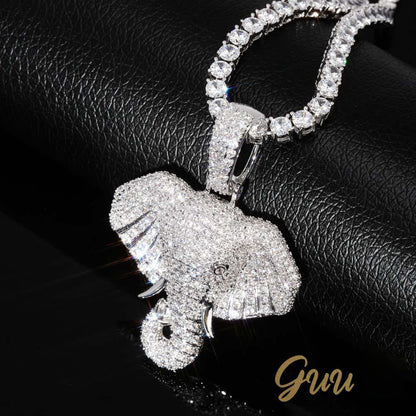 18K Yellow Gold-Plated Micro-inlay  AAA CZ Elephant Pendant Necklace