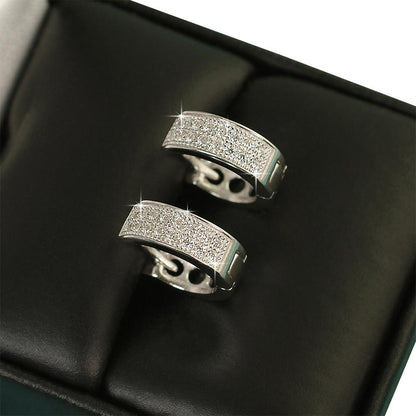 2 Row Hoop VVS Moissanite Earrings .925 Sterling Silver
