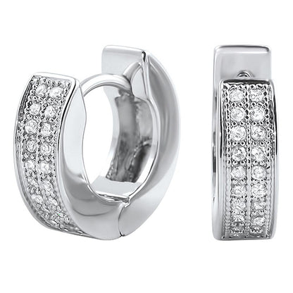2 Row Hoop VVS Moissanite Earrings .925 Sterling Silver