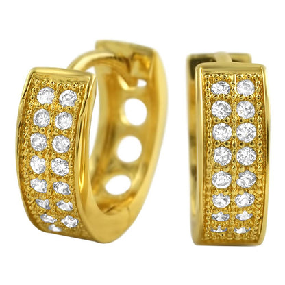 2 Row Hoop VVS Moissanite Earrings .925 Sterling Silver